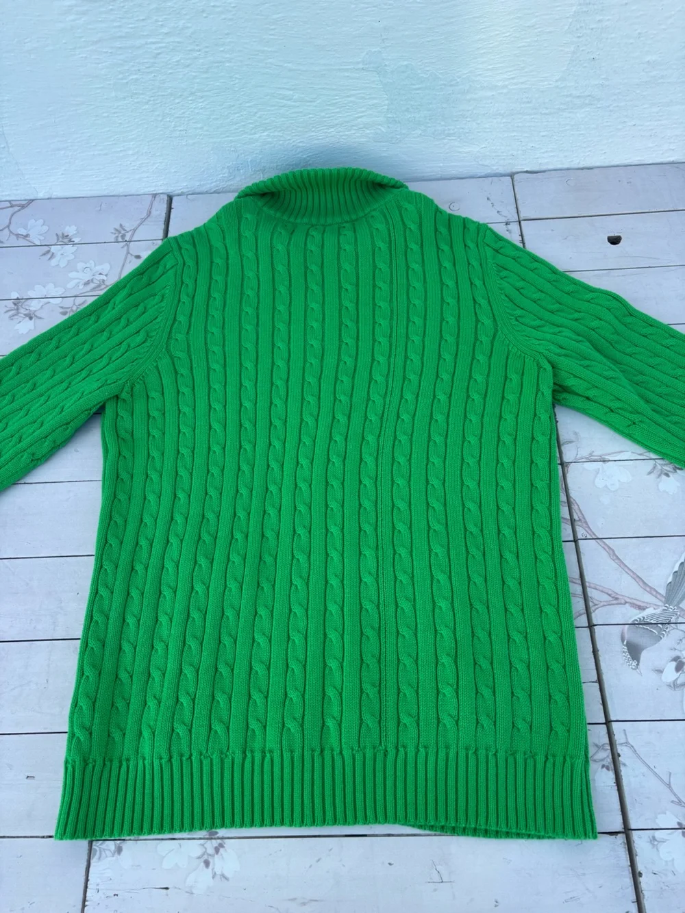 Ralph Lauren Bright Green Cable-Knit Zip Sweater - Picture 5 of 9
